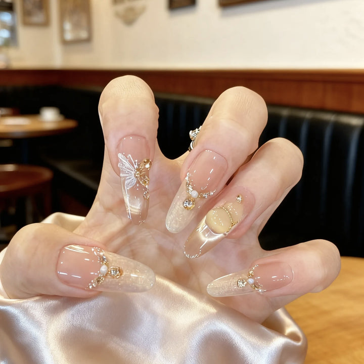 Luxury Decorative Press-On Nail Art Set Bowlift