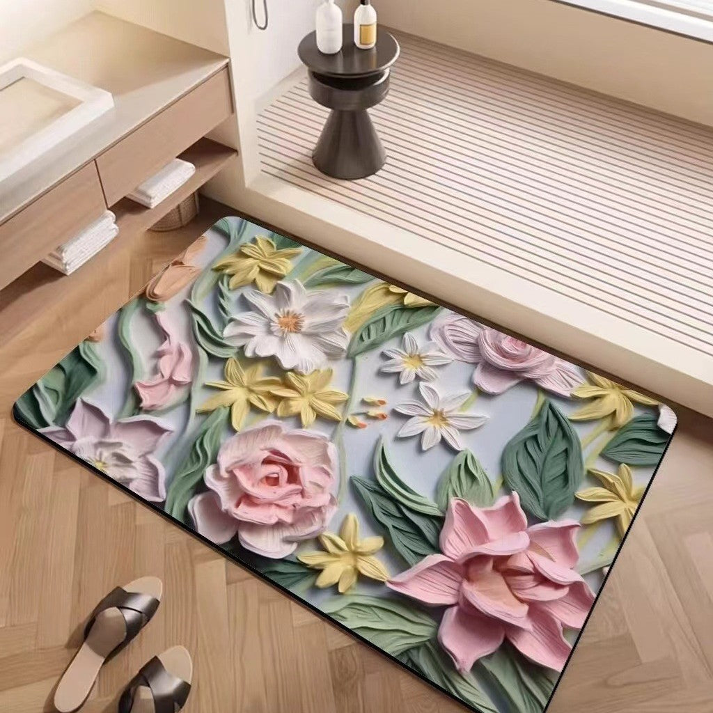 Luxury Textured Floral Bath Mat Bowlift