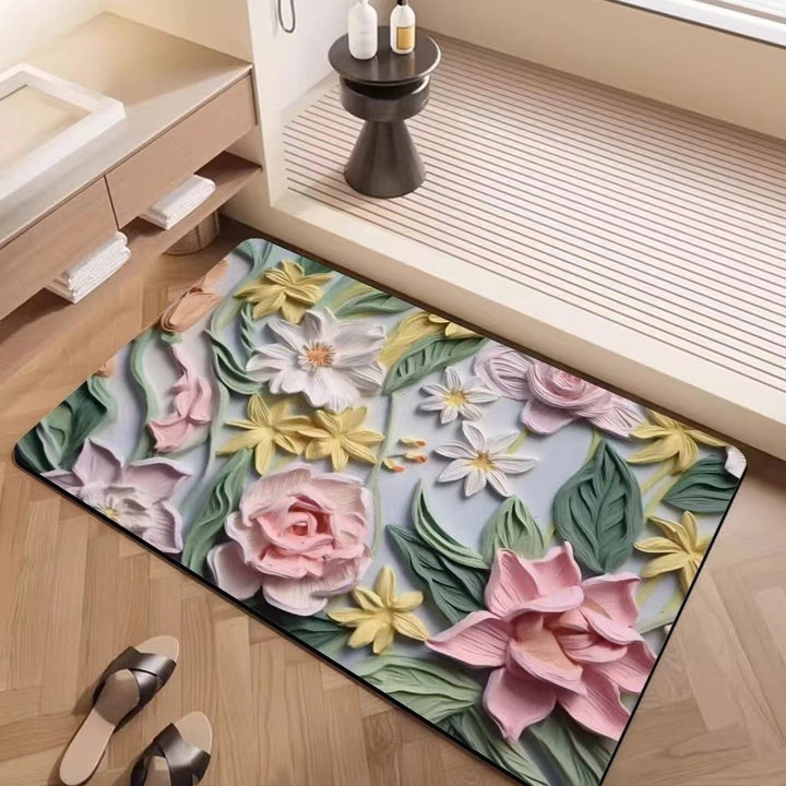 Luxury Textured Floral Bath Mat Bowlift