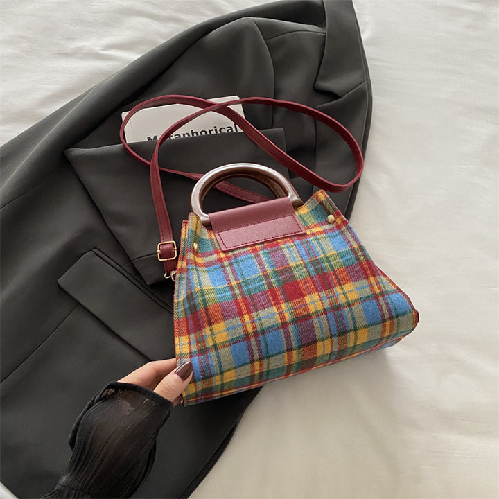 Plaid Structured Mini Handbag Bowlift