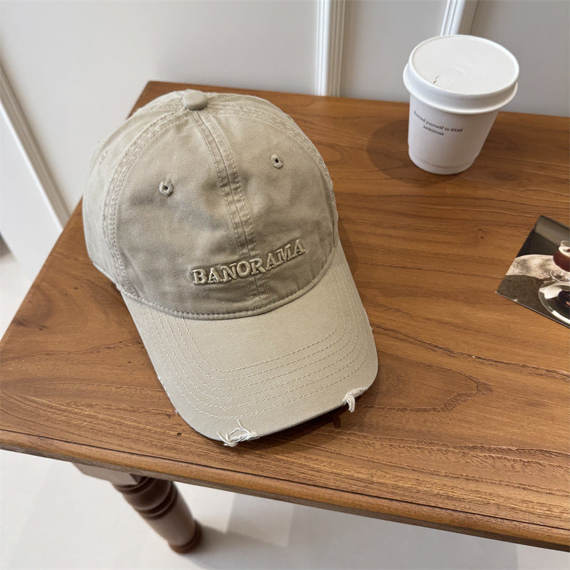 Men's Distressed Fabric Baseball Cap Bowlift