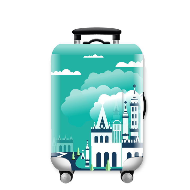 Unisex Hard Shell Travel Suitcase with Urban Skyline Design Bowlift