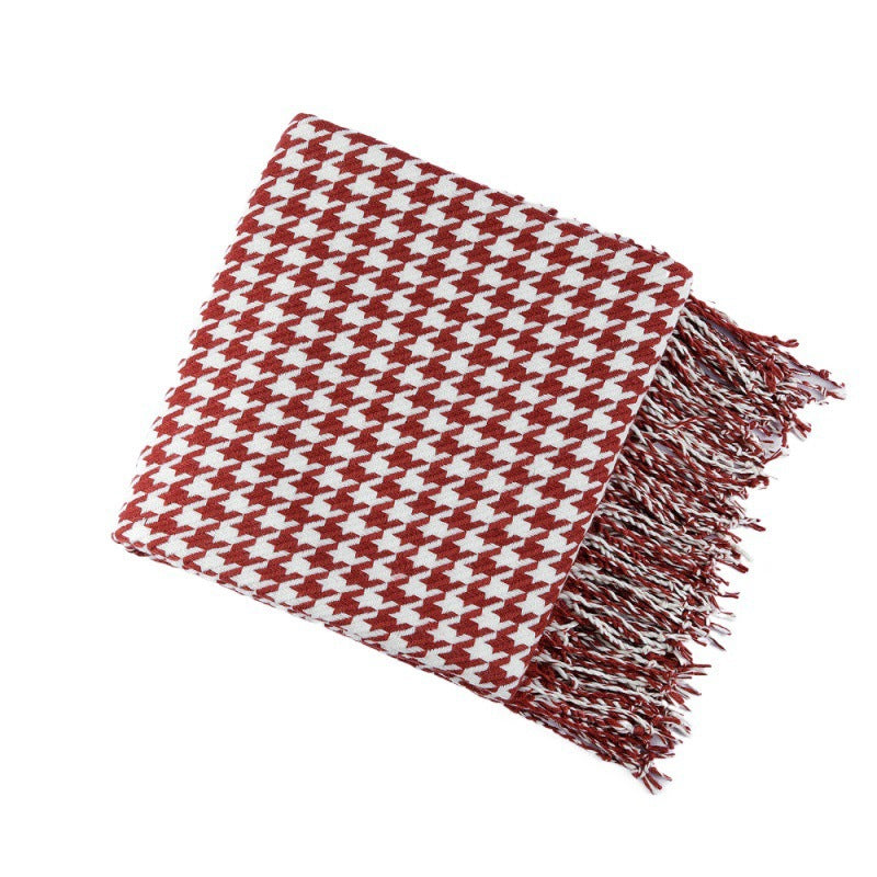 Stylish Houndstooth Pattern Throw Blanket Bowlift