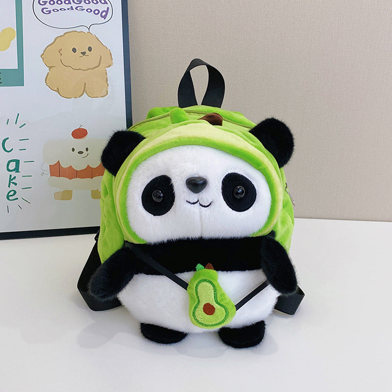 Plush backpack with panda design Bowlift