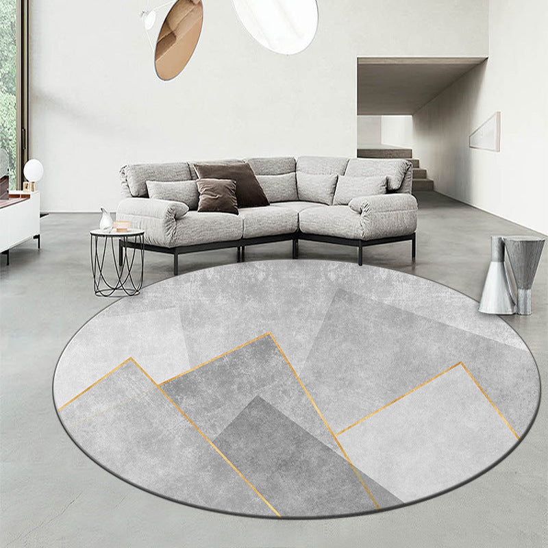 Geometric Patterned Round Area Rug Bowlift
