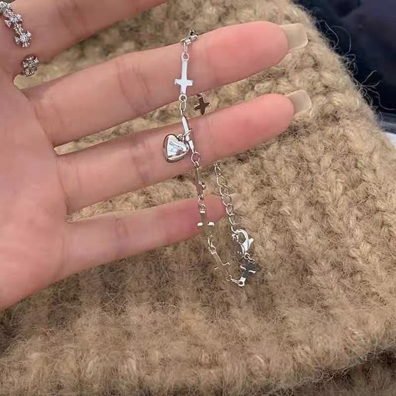 Cross and Heart Charm Bracelet Bowlift