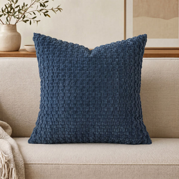 Textured chenille waffle throw pillow with plush insert Bowlift