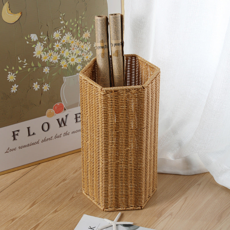 Hexagonal Decorative Wicker Storage Container Bowlift