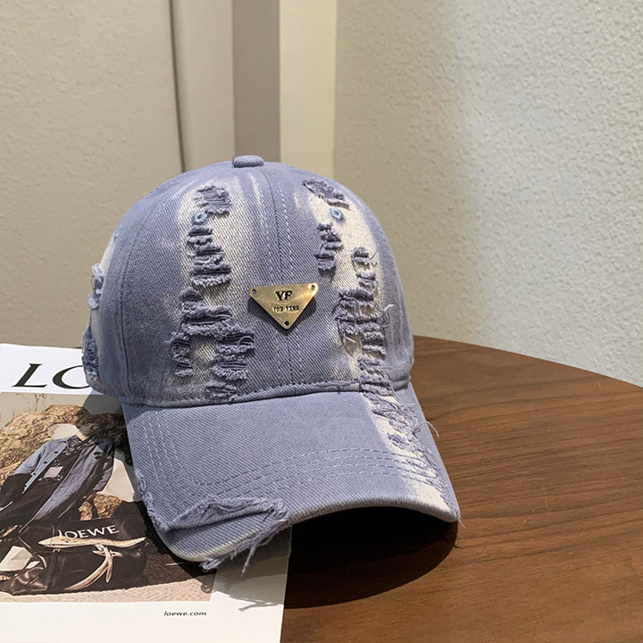 Women's Distressed Denim Baseball Cap Bowlift 1784084082