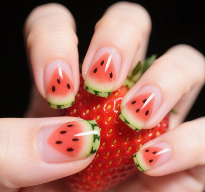 Watermelon-Inspired Nail Art Bowlift