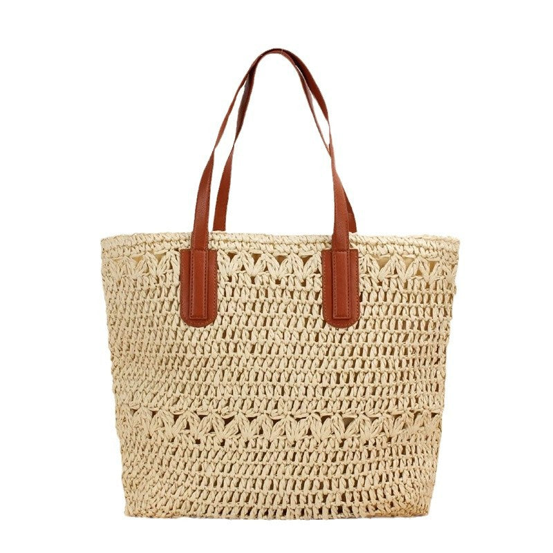 Handmade beach bag with wide leather handles Bowlift