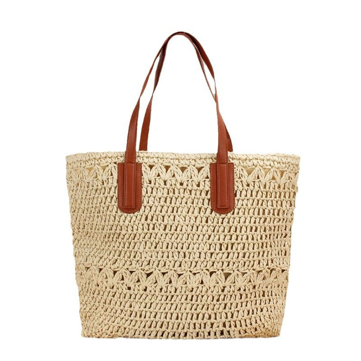Handmade beach bag with wide leather handles Bowlift