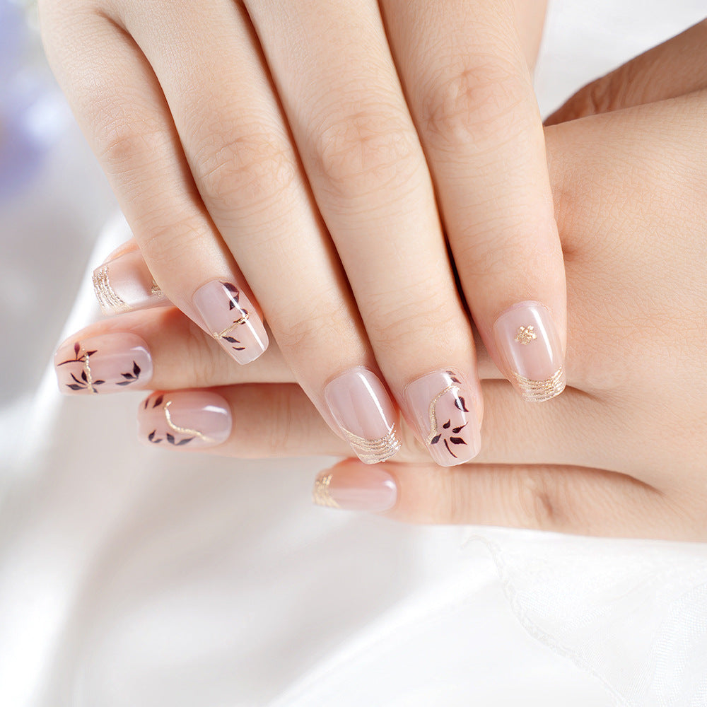 Artistic Press-On Nail Set with Floral Design Bowlift