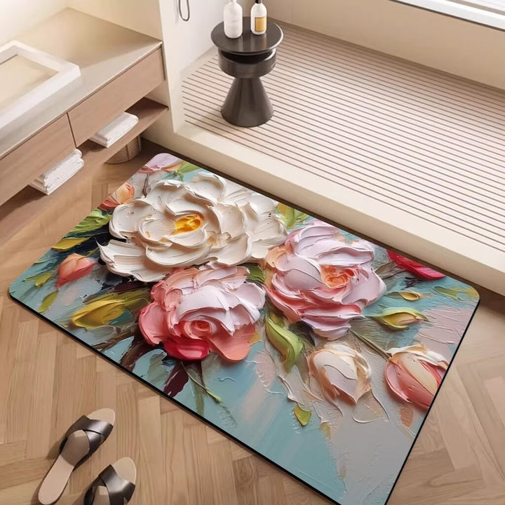 Artistic Floral Pattern Area Mat Bowlift
