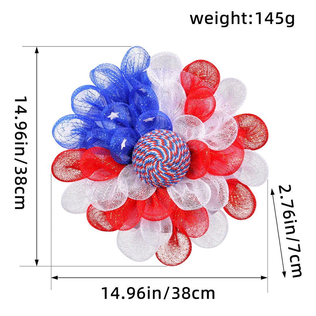 Unisex nan patriotic pom pom front door wreath with star embellishments Bowlift