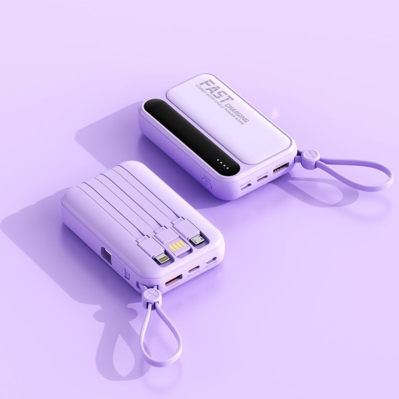 Portable power bank with integrated fast charging ports and multifunctional cable Bowlift