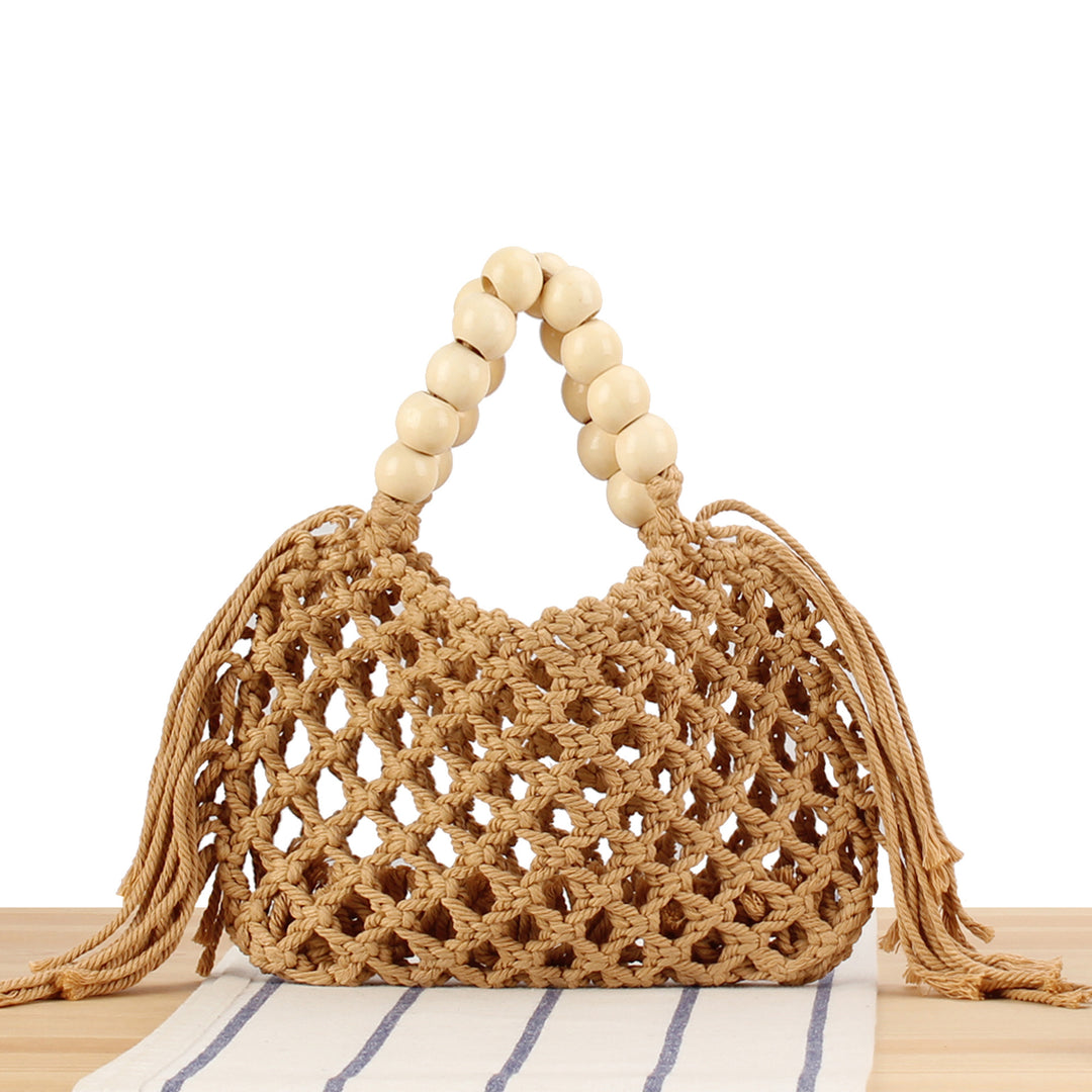 Handmade Macrame Bag with Wooden Handles Bowlift