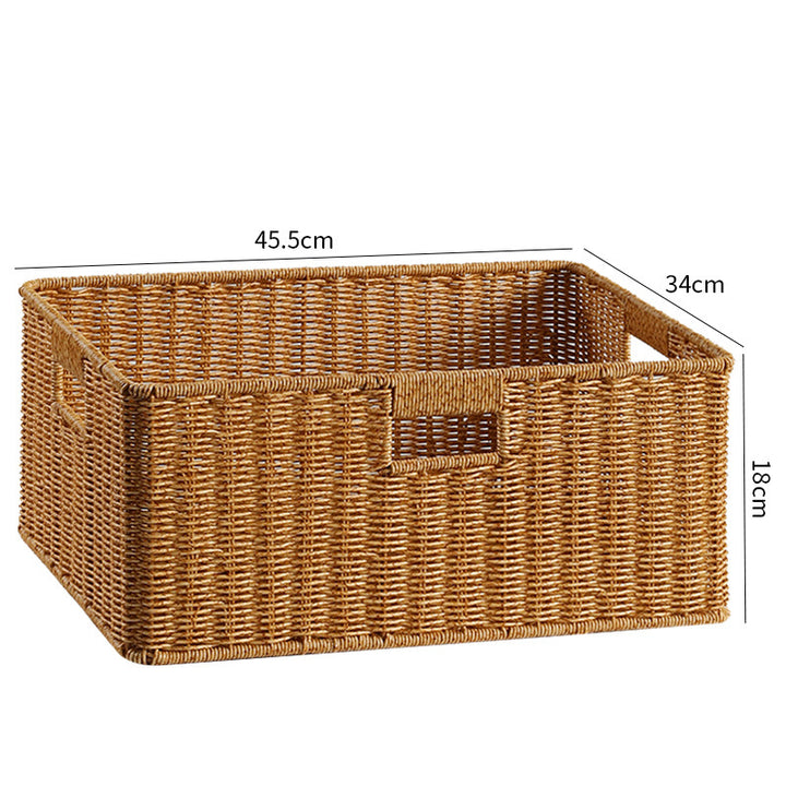 Handwoven Storage Basket with Cutout Handles Bowlift