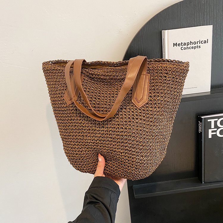 Braided shopping bag with leather handles Bowlift