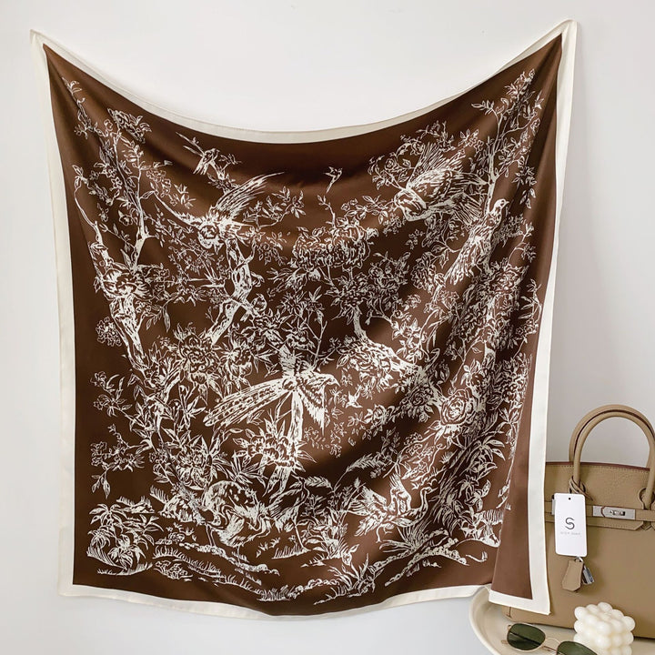 Women's silk scarf in elegant botanical design Bowlift