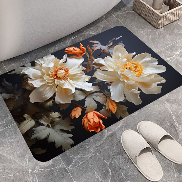 Floral Print Bath Mat Bowlift