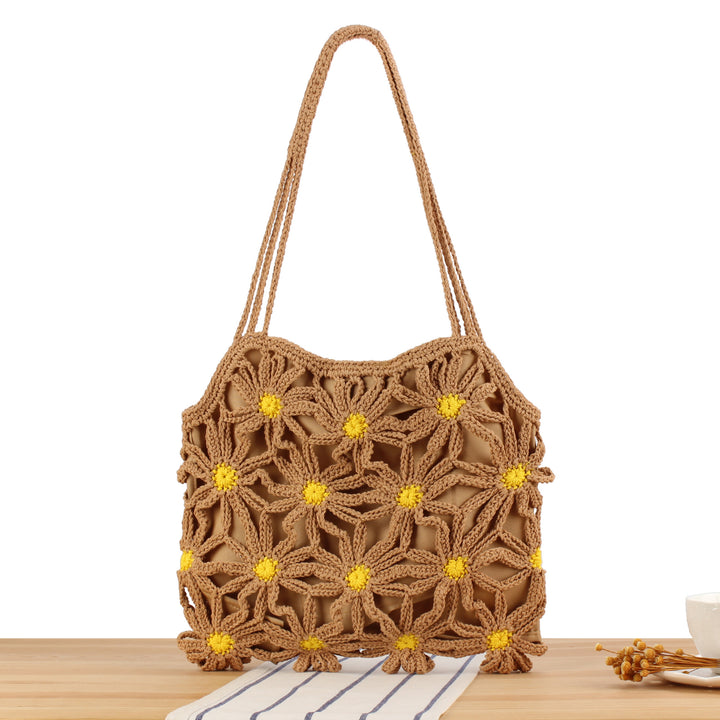Handcrafted macrame bag with floral accents Bowlift