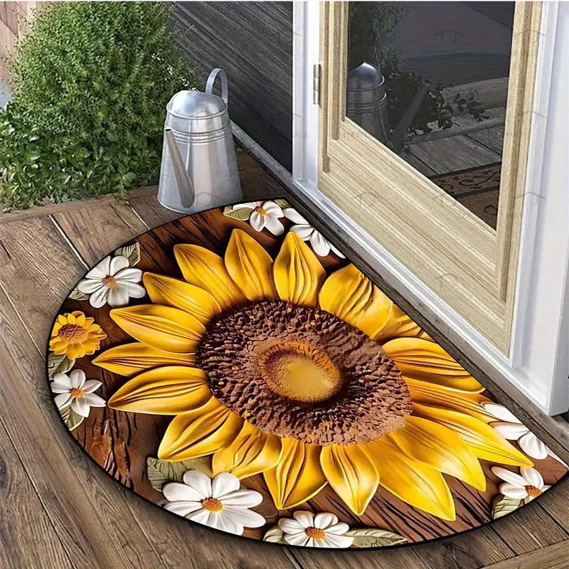 Floral Themed Welcome Mat Bowlift