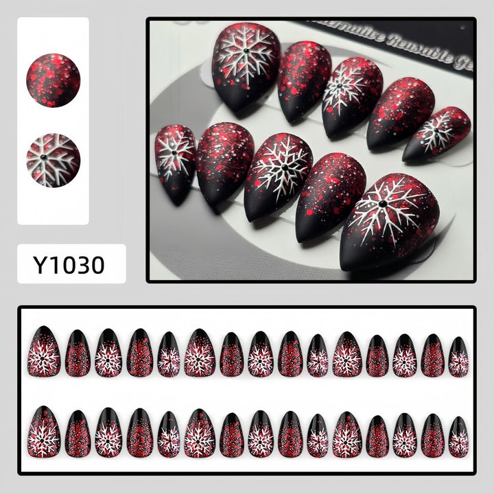 Artificial Winter Nails with Snowflake Pattern Bowlift
