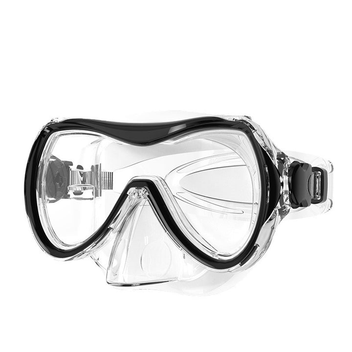 Diving mask with soft silicone edge and wide field of vision Bowlift