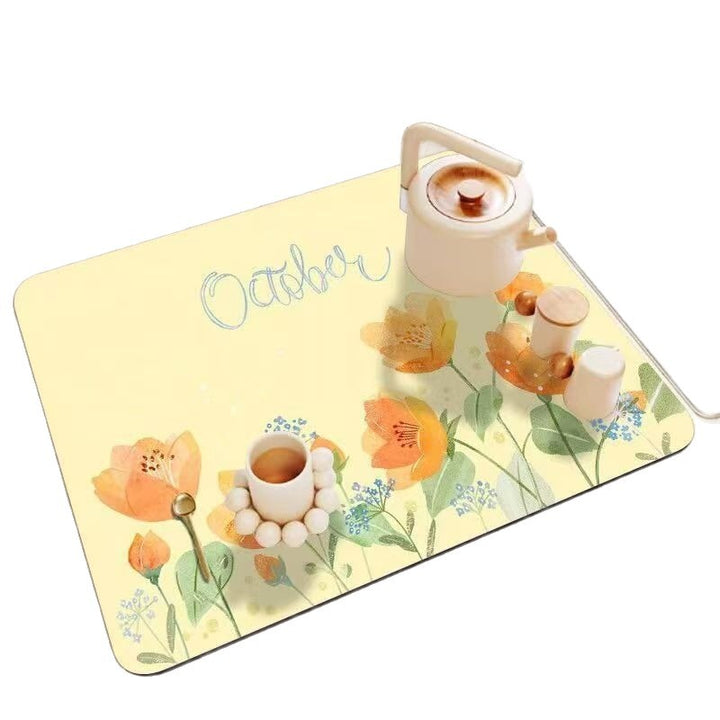 Decorative Floral Print Kitchen Counter Mat Bowlift
