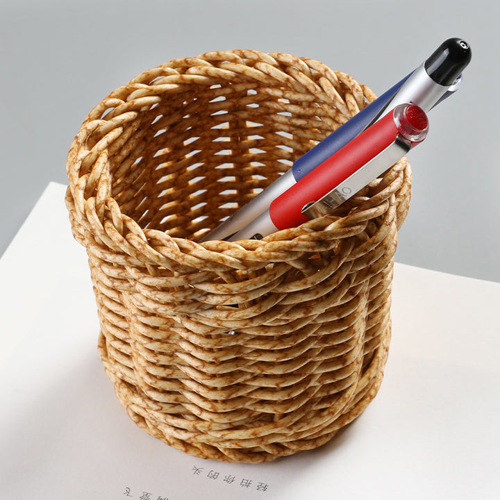 Handcrafted Round Wicker Storage Basket Bowlift