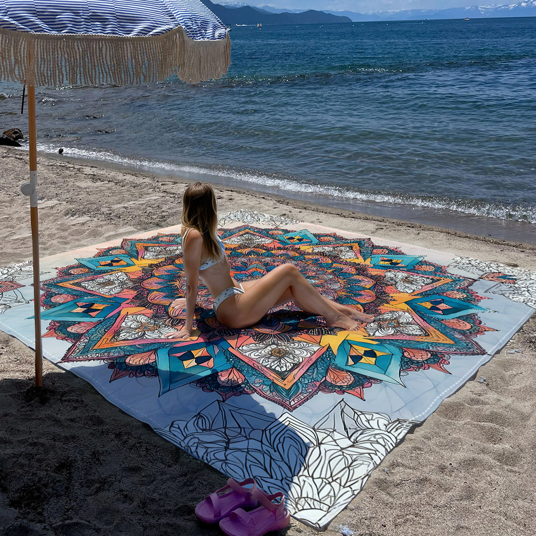 Mandala Design Beach Mat Bowlift