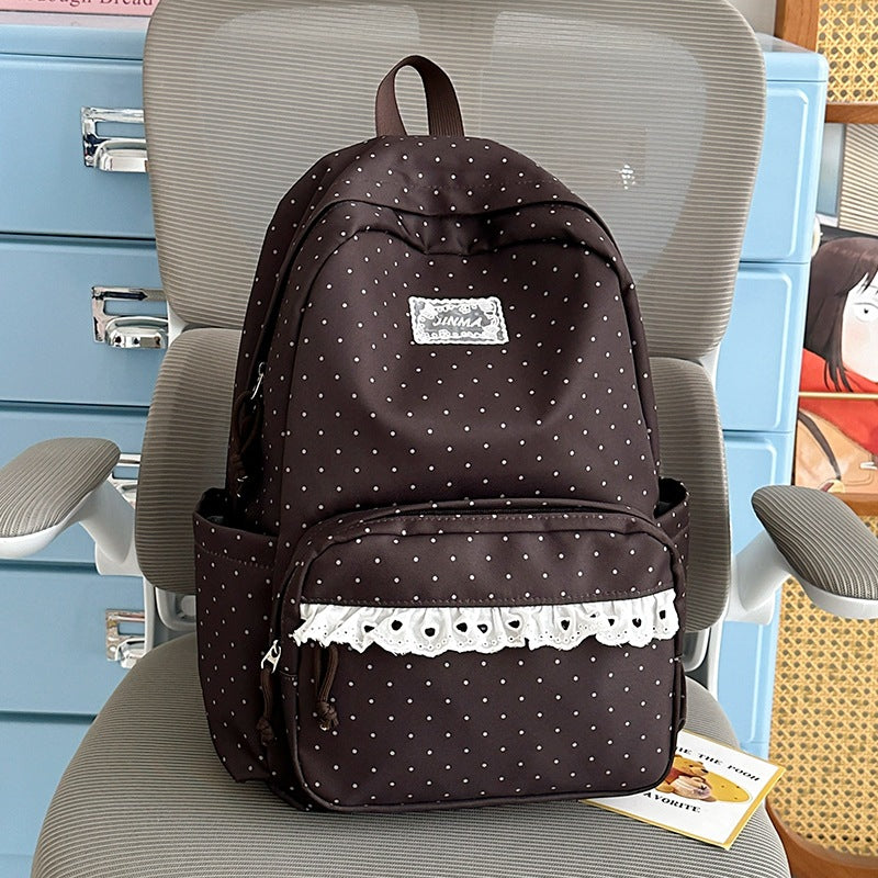Charming Polka Dot School Backpack Bowlift