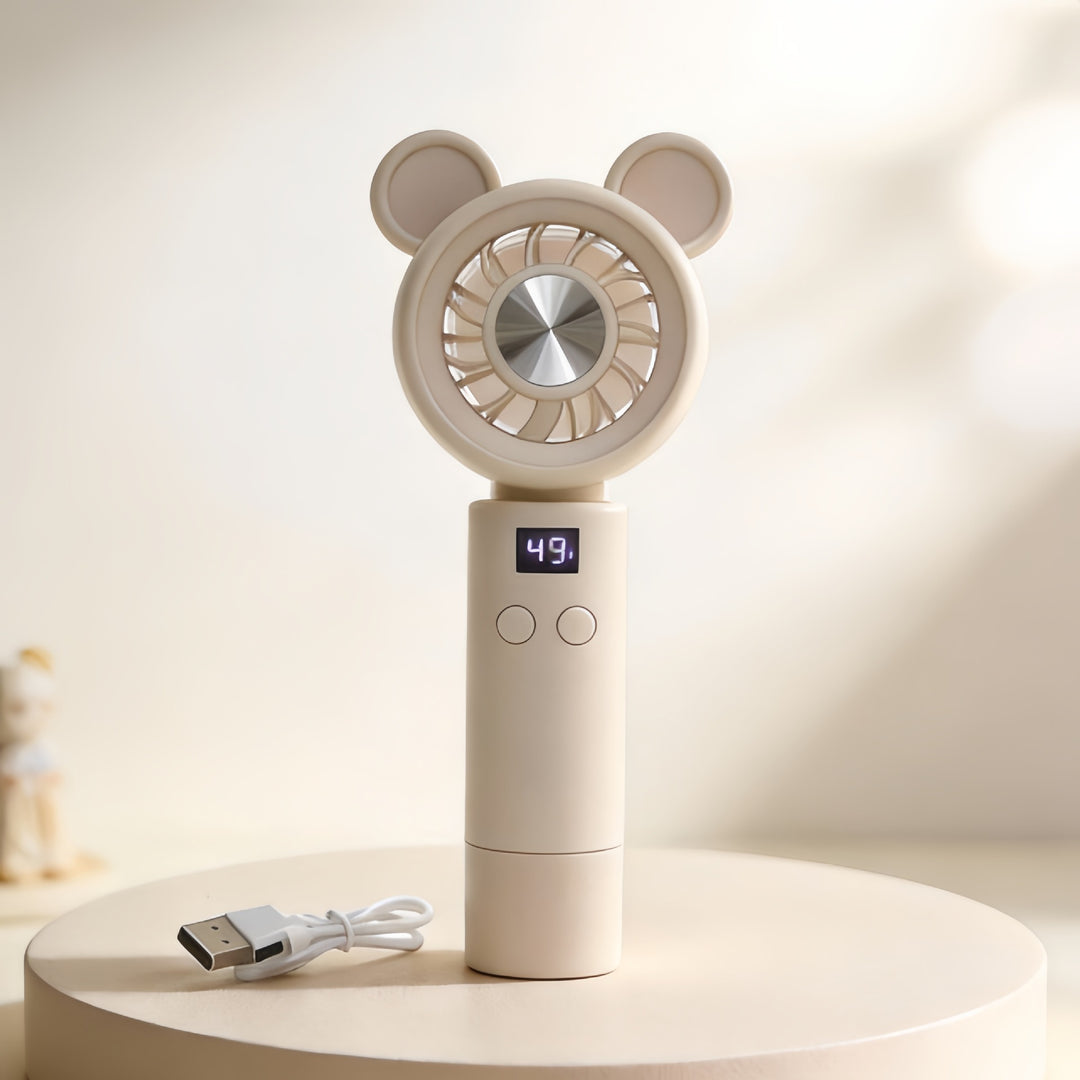 Portable handheld fan with animal ears and digital display Bowlift