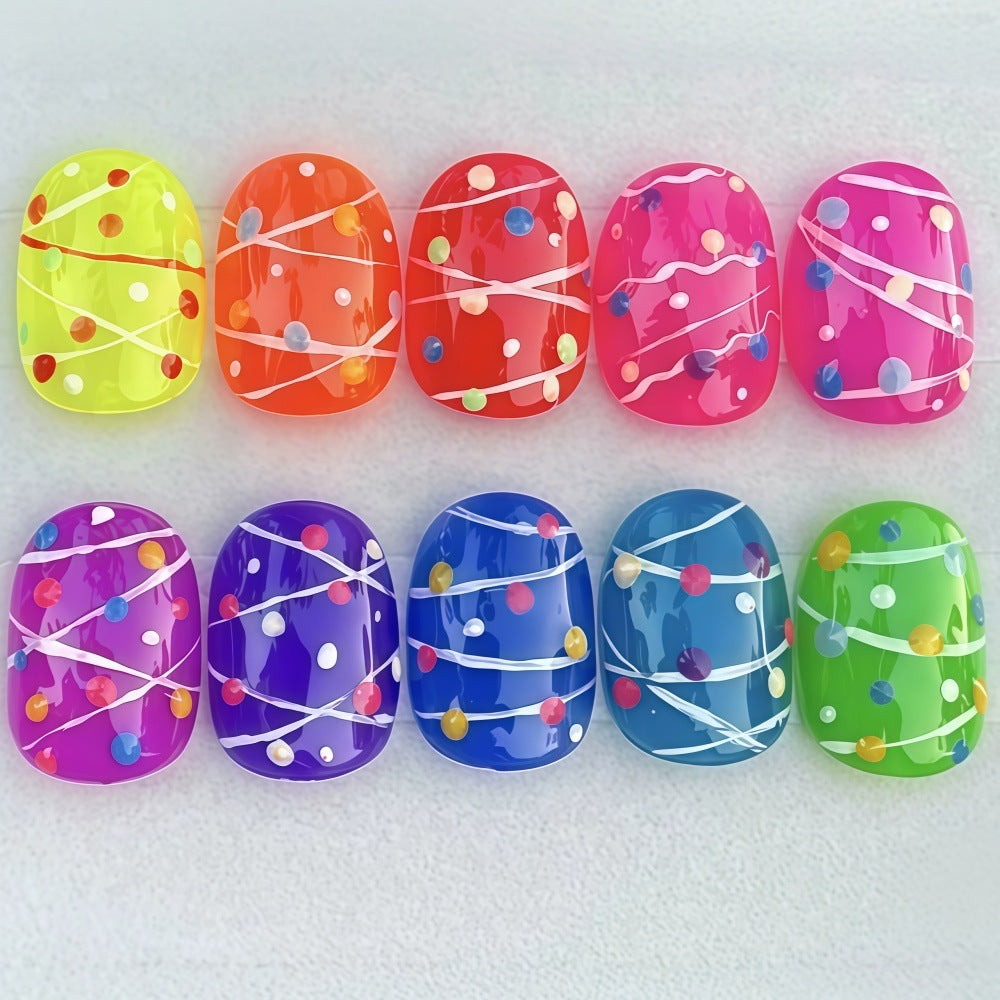 Colorful playful design artificial nails Bowlift