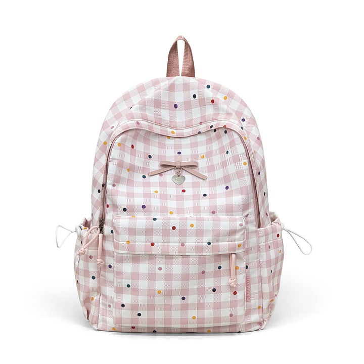 Playful Checked Pattern Backpack Bowlift