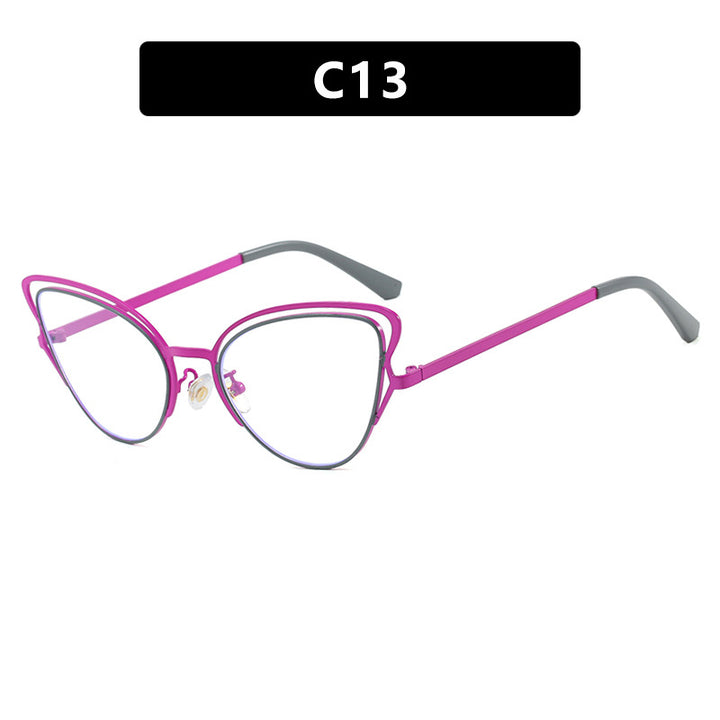 Women's Cat-Eye Glasses with Elegant Metal Frame and Comfortable Fit Bowlift