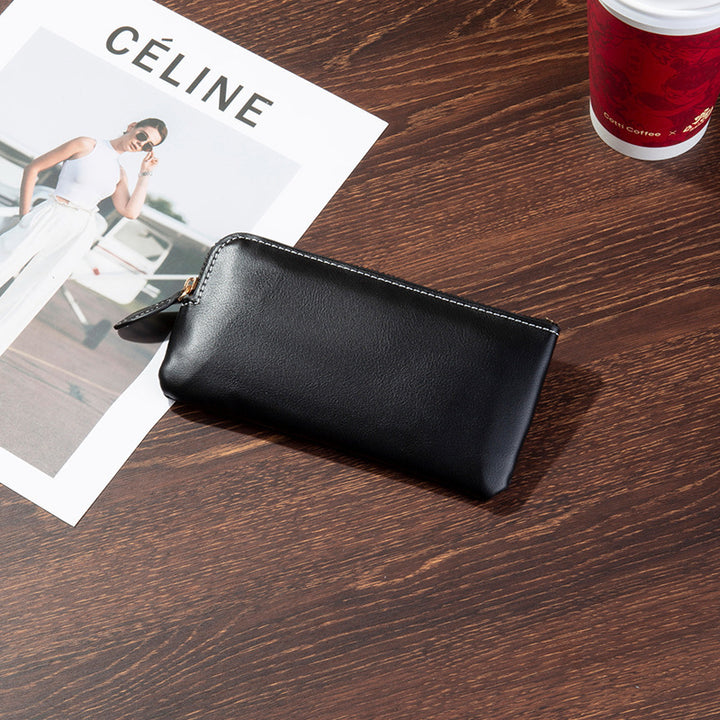 Premium Leather Zippered Travel Wallet Bowlift