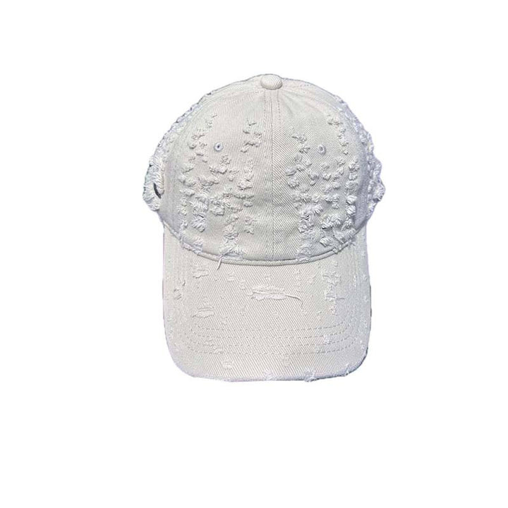 Women's Distressed Denim-Style Baseball Cap Bowlift
