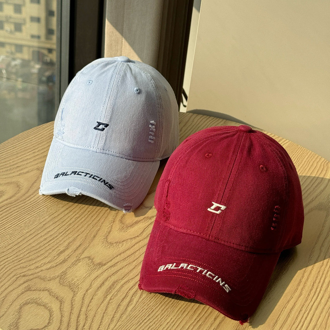 Men's Distressed Denim Baseball Cap Bowlift