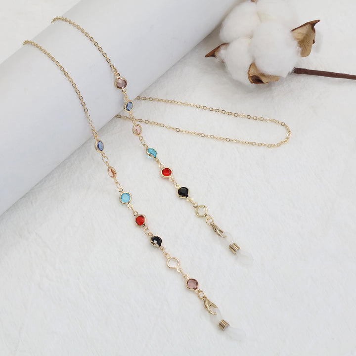 Multicolor Gemstone Eyewear Chain Bowlift