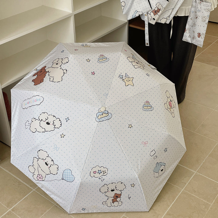 Women's Folding Umbrella with Playful Animal Design Bowlift