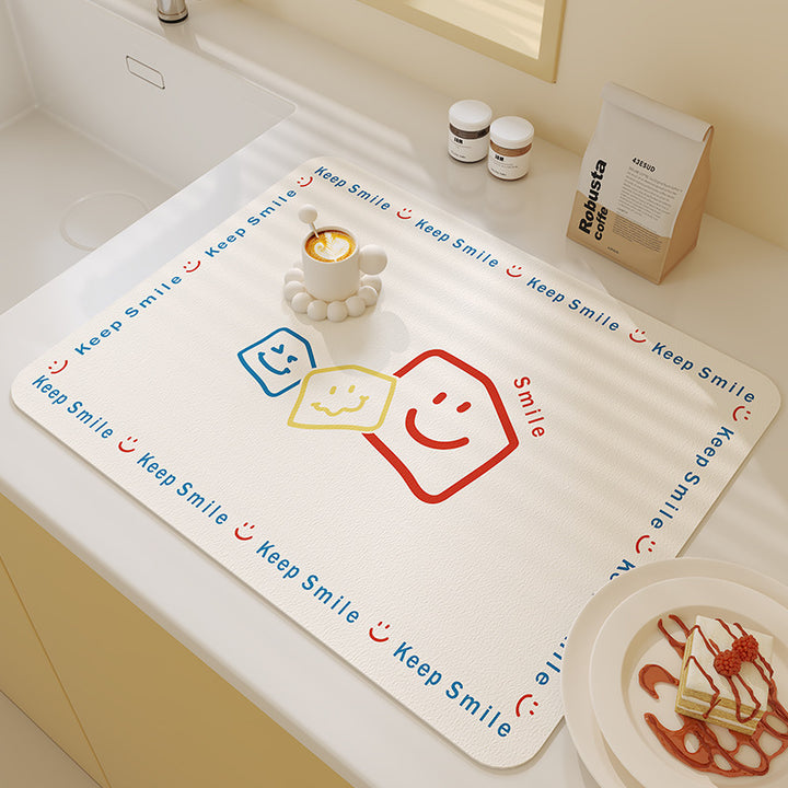 Smiley-Themed Kitchen Comfort Mat
