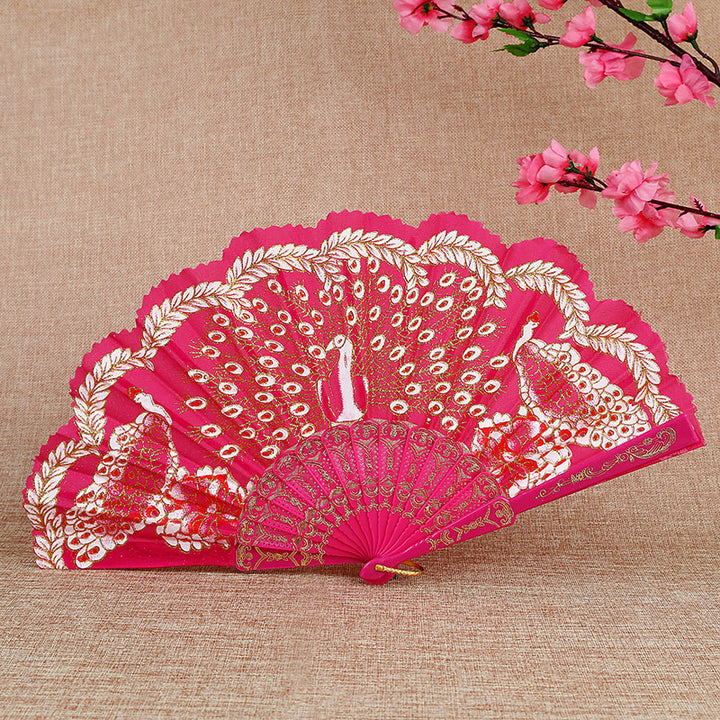 Women Folding Hand Fan with Elegant Embroidery Bowlift