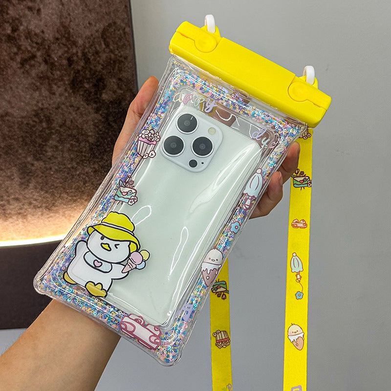 Waterproof phone pouch with adjustable lanyard and transparent touch-sensitive sleeve Bowlift