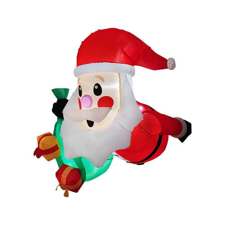 Inflatable Led Yard Santa Riding Polar Bear Outdoor Christmas Decoration With Internal Fan And Anchor Stakes