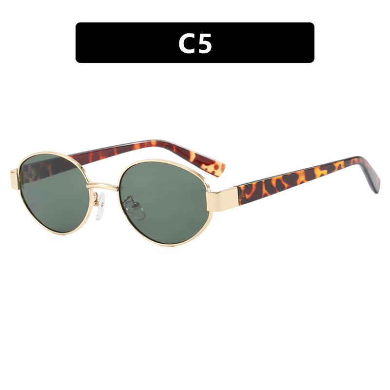 Ladies fashionable sunglasses with exclusive leopard print and elegant metal frame Bowlift
