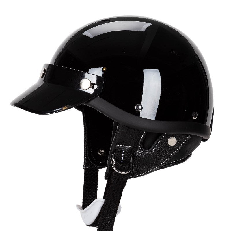 Classic Motorcycle Half-Helmet with Visor Bowlift