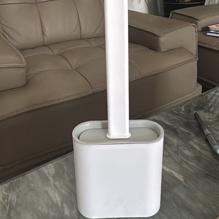 Silicone Toilet Brush Set With Anti-Splash Holder And Long Ergonomic Handle
