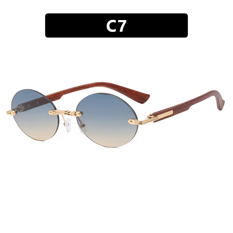Women's round sunglasses with elegant wooden frame and UV protection Bowlift